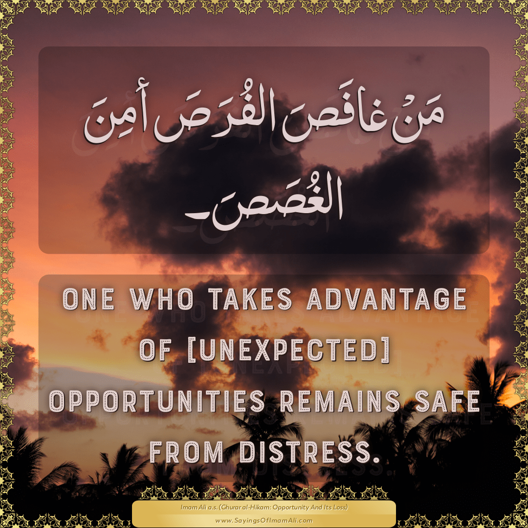 One who takes advantage of [unexpected] opportunities remains safe from...
